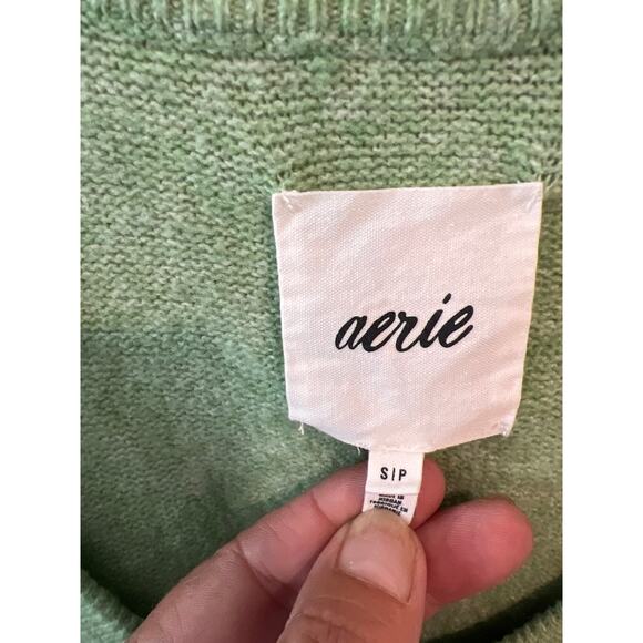 Aerie size small oversized green v-neck sweater - Picture 2 of 3